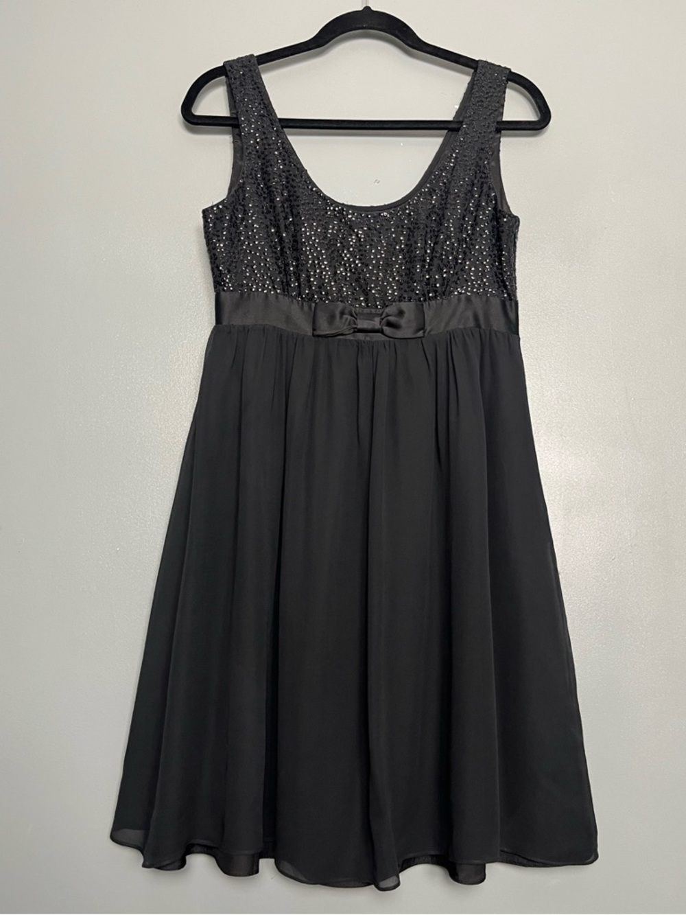Betsey Johnson Evening Babydoll Dress Vintage Y2K Black Silk Sequins Women’s 6
